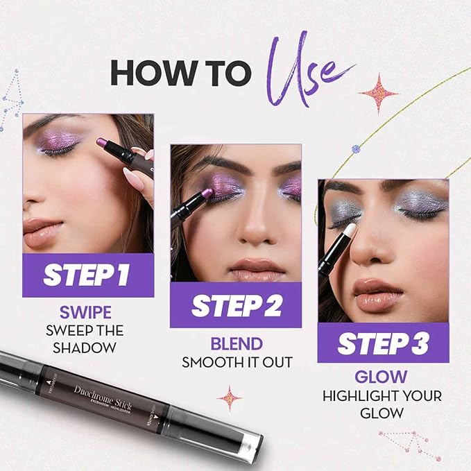 CHARMACY Multichrome 2 in 1 Cream Eyeshadow Stick, Waterproof Eye Brightener Highlighter Stick Makeup, High Pigmented, Smudge-Proof, Vegan & Cruelty-Free (#906)