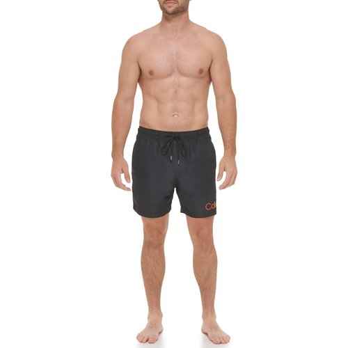 Calvin Klein Men's Standard UV Protected Quick Dry Drawstring Solid Swim Trunk, Black Pride, Large