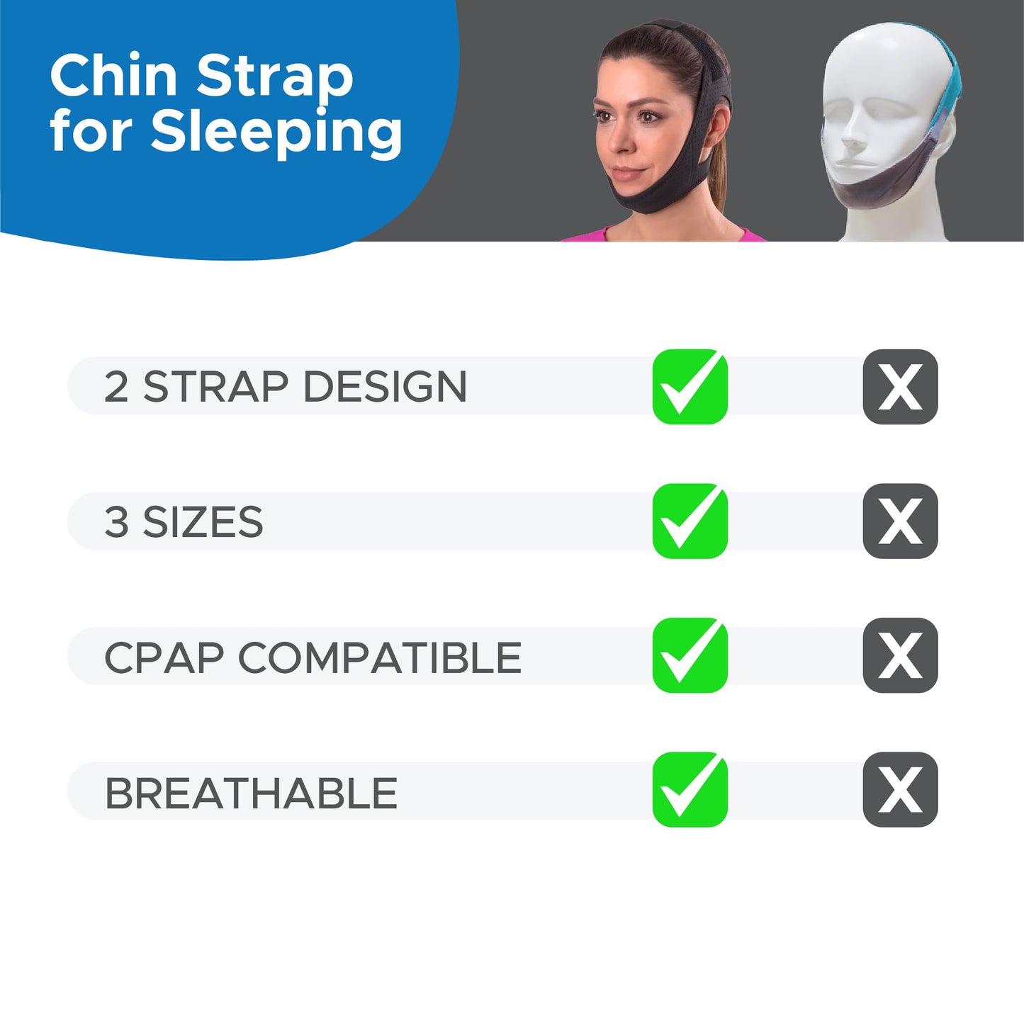 AVEELA Chin Strap for Sleeping and CPAP Users | Anti Snoring Chin Strap, Adjustable Jaw Strap for Sleep Apnea, Stop Snoring Solution for Men and Women, Comfortable Fit to Keep Mouth Closed – Large