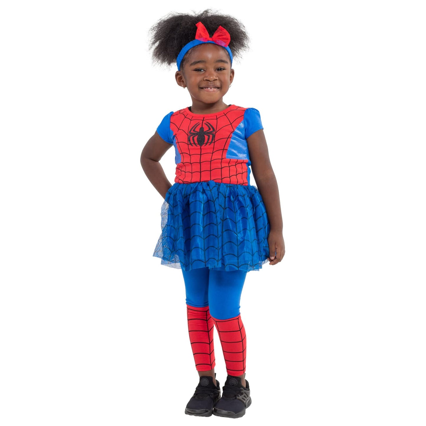 Marvel Spider-Man Toddler Girls Tulle Cosplay Dress Leggings and Headband 3 Piece 2T
