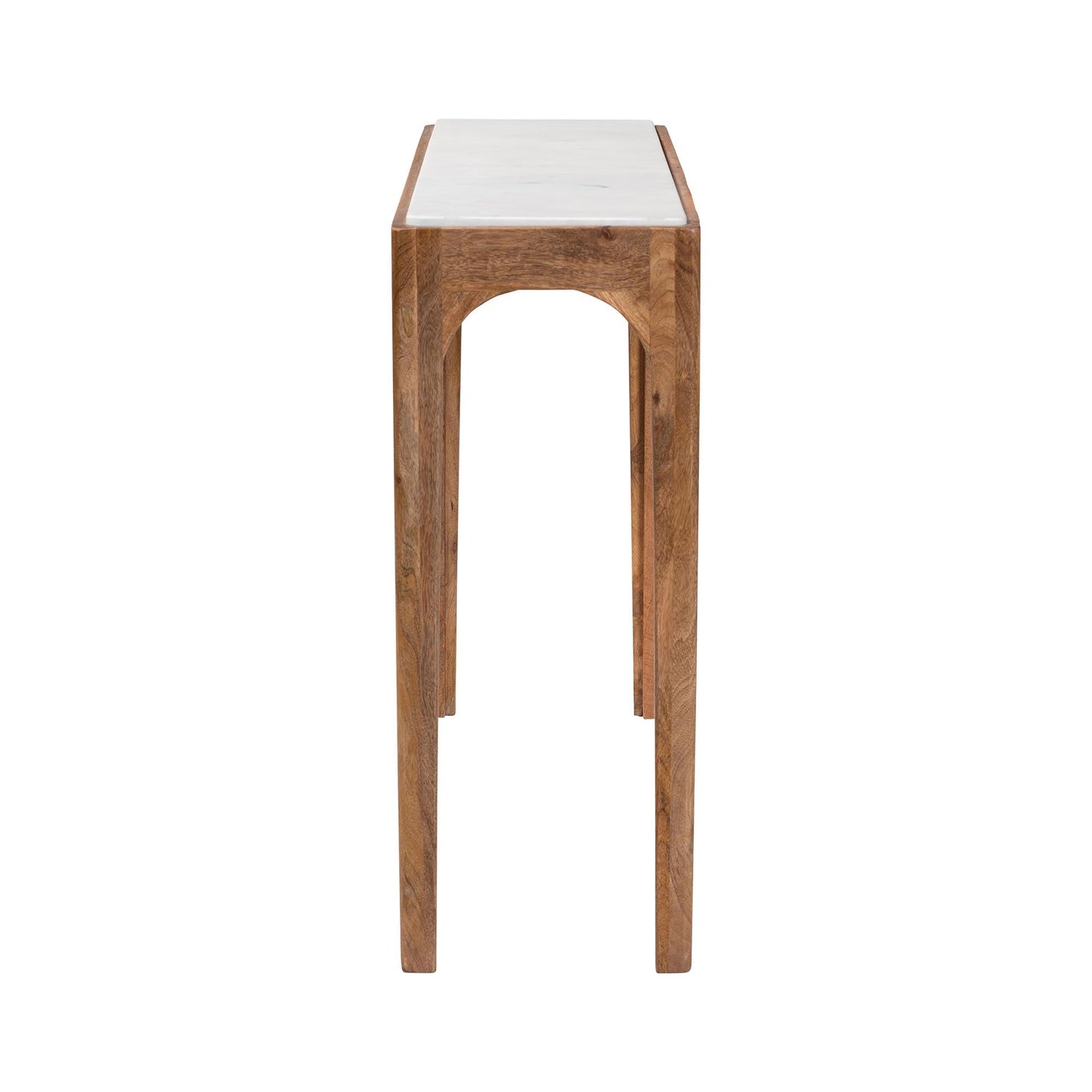 Baxton Studio Lluvia Slim Marble Console Table - Modern Accent Table with Mango Wood Frame for Entryway, Hallway, or Living Room