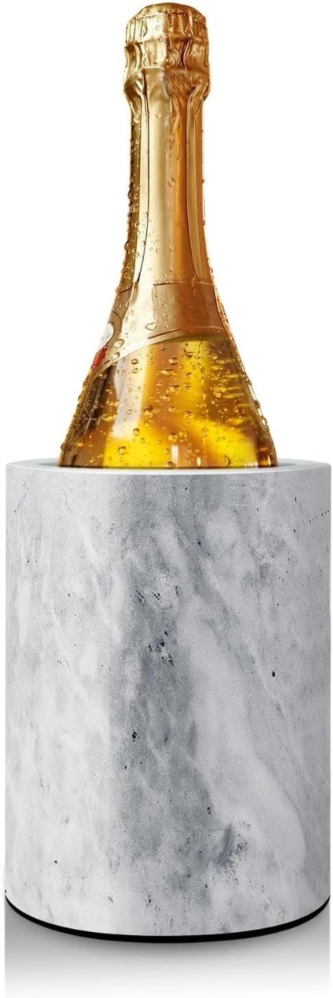 Flexzion Marble Wine Chillers for Bottles - Champagne Cooler & Multi-Purpose Marble Utensil Holder for Kitchen - Adaptable...
