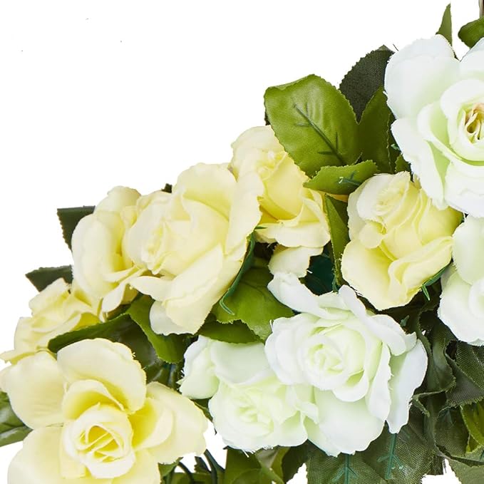 4 Pack Artificial Flower Garland Silk Roses Vines Fake Flowers Garland with Flowers Hanging Flowers Garlands for Wedding Arch Room Decoration 7.2 Ft (White)