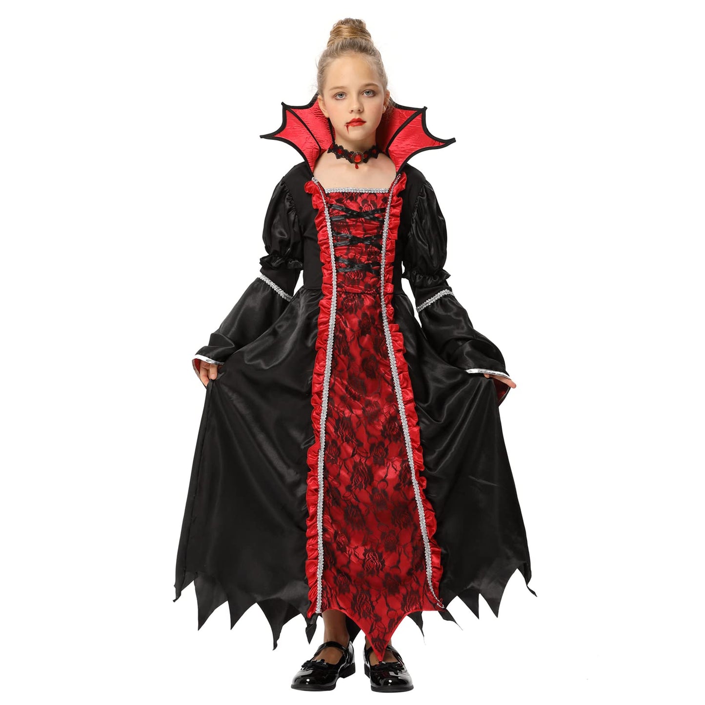 FunsLane Halloween Royal Vampire Costume Set for Girls Role Play Party, Vampiress Queen Dress Up Toys