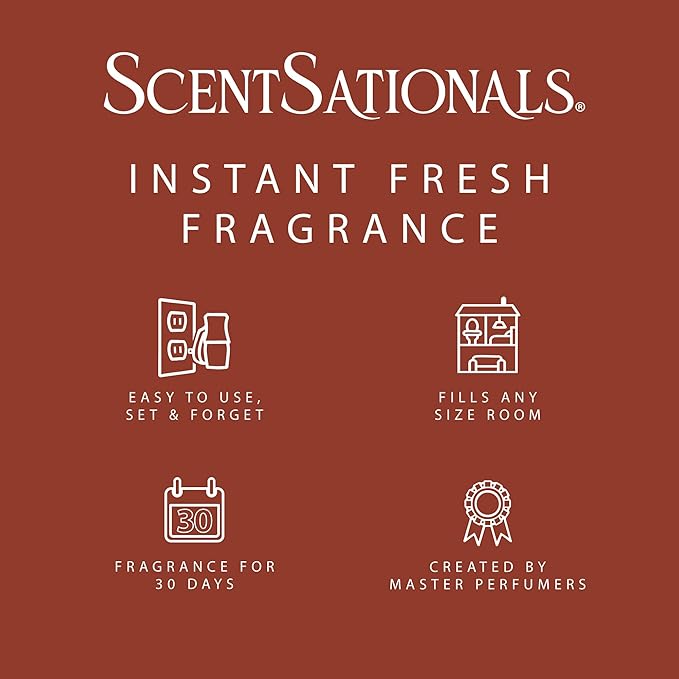 Scentsationals Fragrance Oil Plug In Air Freshener Refills 3-Pack - Warm Apple Pie - Works with Scentsationals Wall Plugs, Long-Lasting Home Fragrance, 0.8 fl oz Each, Packaging May Vary