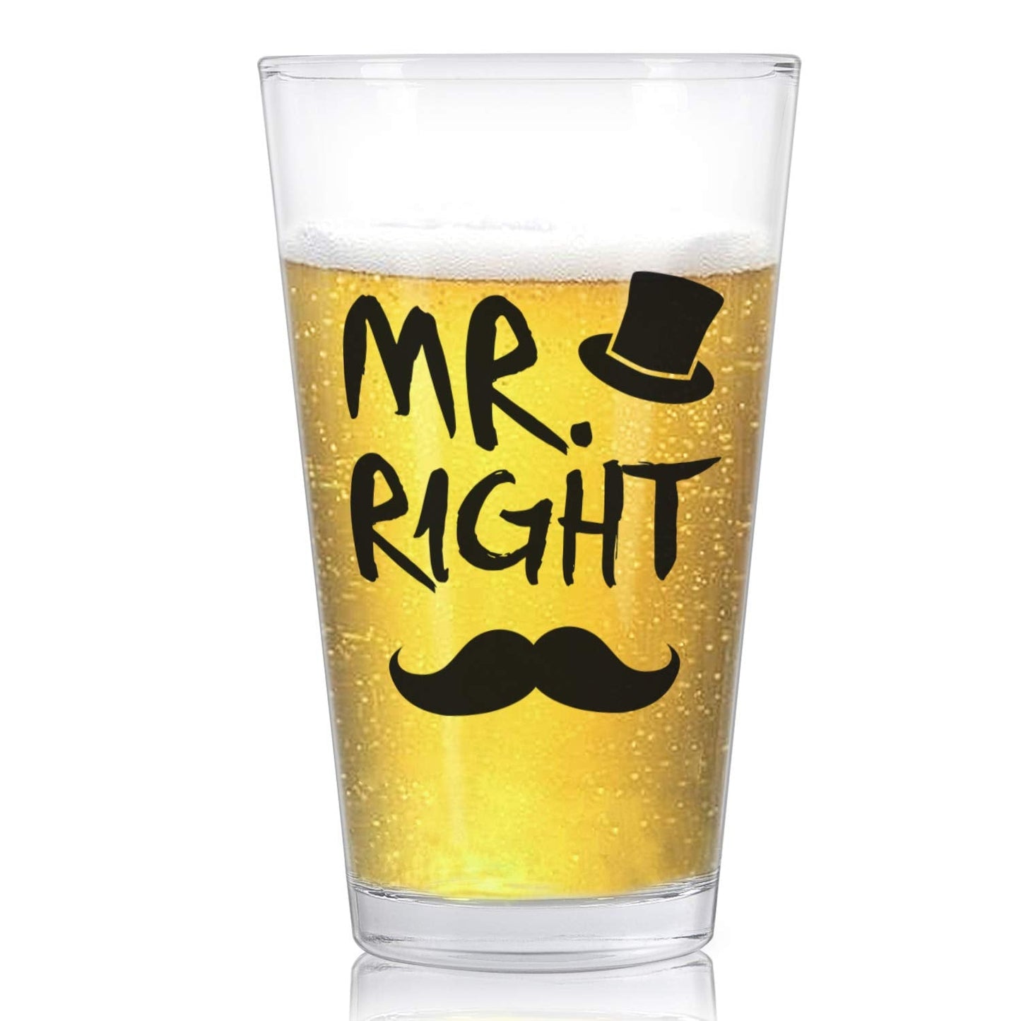 Mr. Right and Mrs. Always Right Stemless Wine Glass and Beer Glass, Funny Couple Set for Her Him Newlywed Couples - Ideal for Wedding Anniversary Valentines Birthday Christmas, 12Oz