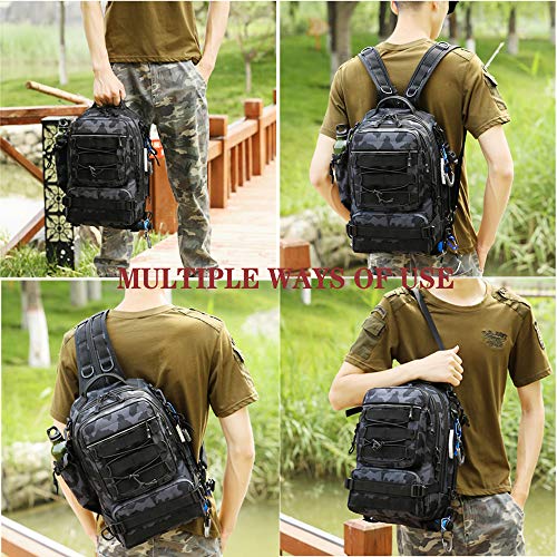 Meprona Fishing Tackle Backpack Storage Bag, Outdoor Shoulder Backpack, Fishing Gear Bags with Rod Holder and Fishing Plier