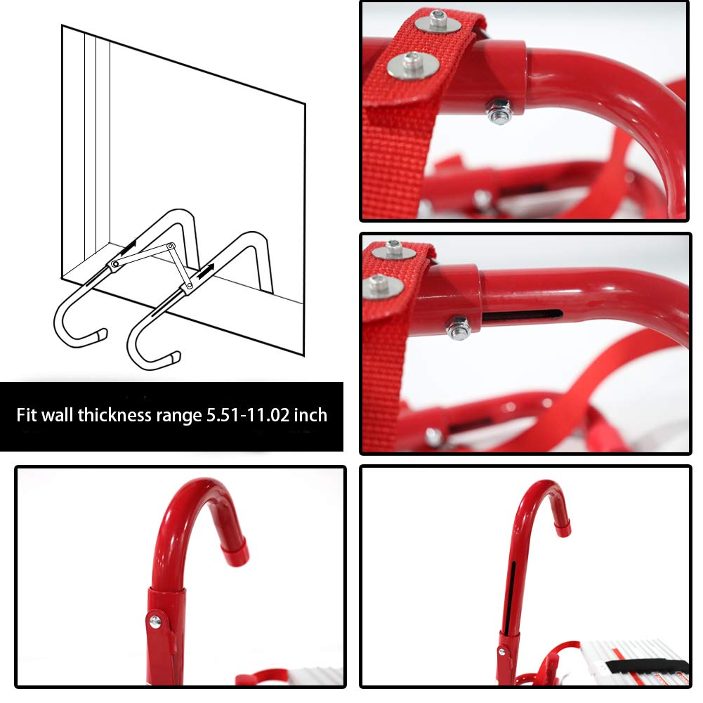 SHAREWIN Fire Ladder Retractable 3 Story Escape Ladder Portable Emergency Escape Ladder 25 Feet with Anti-Slip Rungs