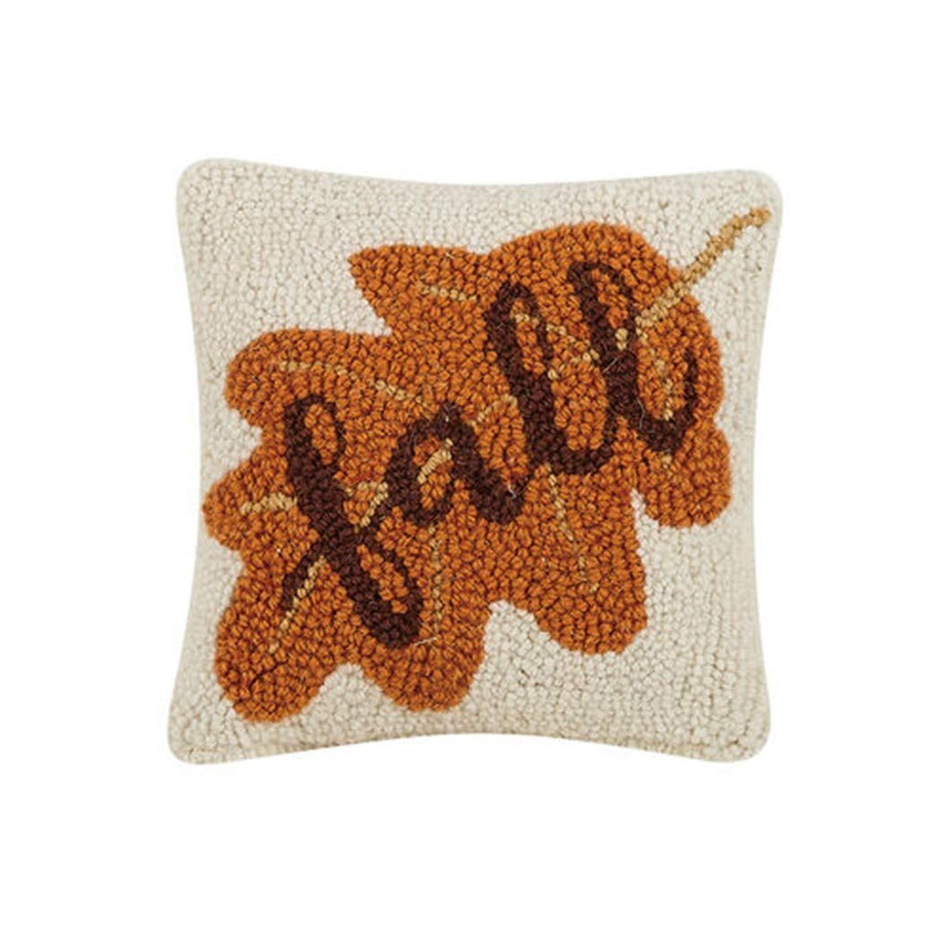 Peking Handicraft 31TG490C08SQ Blown-in Filled Fall Hook Pillow, 8-inch Length, Wool and Cotton