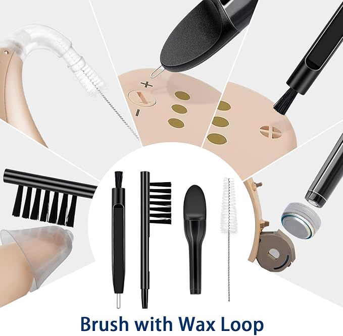 Hearing Aid Cleaning Kit, ARRITZ 11pcs Hearing Amplifier Cleaning Tools with Brushes and Case
