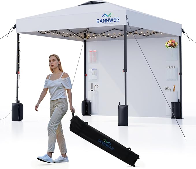 8X8 Pop Up Canopy Tent,Removable Pockets Sidewall for Extra Storage,Easy Up Canopy,Heavy Duty One Person Set Up Event Ten...