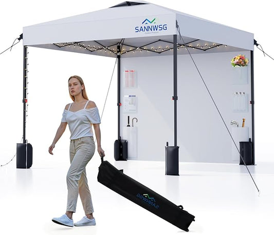 8X8 Pop Up Canopy Tent,Removable Pockets Sidewall for Extra Storage,Easy Up Canopy,Heavy Duty One Person Set Up Event Ten...