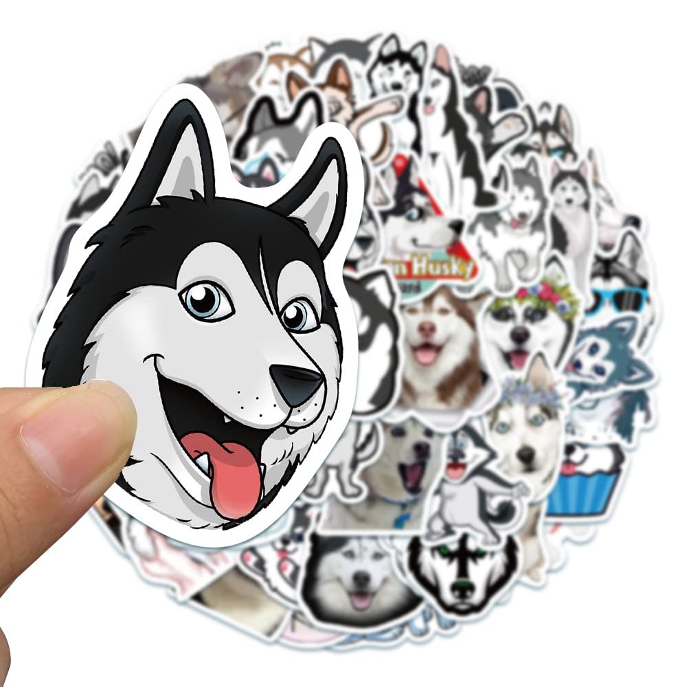 Cute Funny Siberian Husky Dog Stickers, 50PCS Dogs Vinyl Stickers for Laptops,Water Bottles,Phone,Cartoon Animals Gifts Stickers,Bumper Stickers Decals(Siberian Husky)