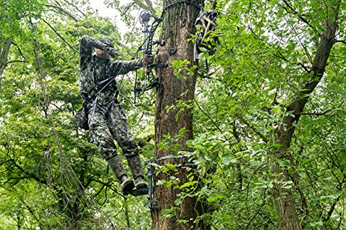 Hawk Full Platform Stand w/ Silent Strap Attachment for Deer Hunting, Helium Hammock Apex, Black - Adjustable Climbing Tre...