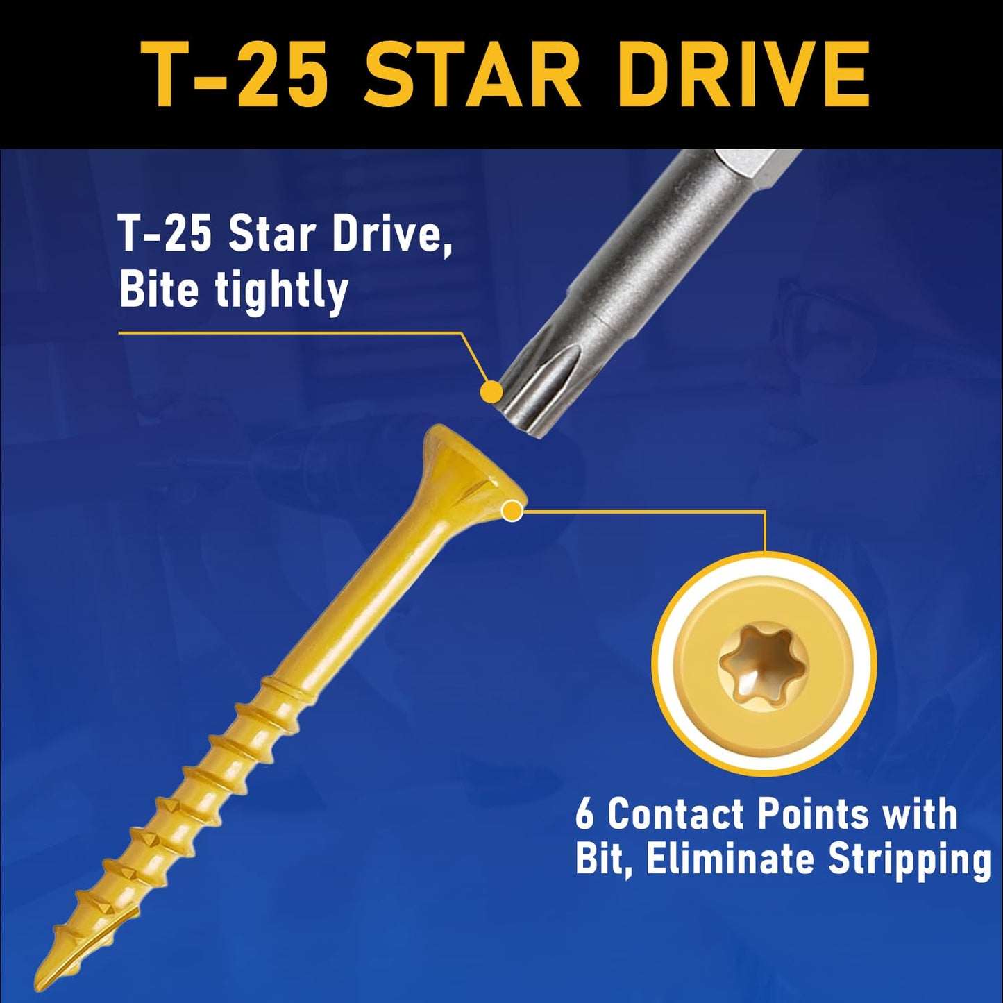 CAMNWAMN Deck Screws #8 x 2, 350 PCS, Wood Screws 2 Inch, Epoxy Coated, Rust Resistant Exterior Screws, Torx Drive Head, T25 Star Bit Included, Tan Outdoor Decking Screw for Wood Fence.