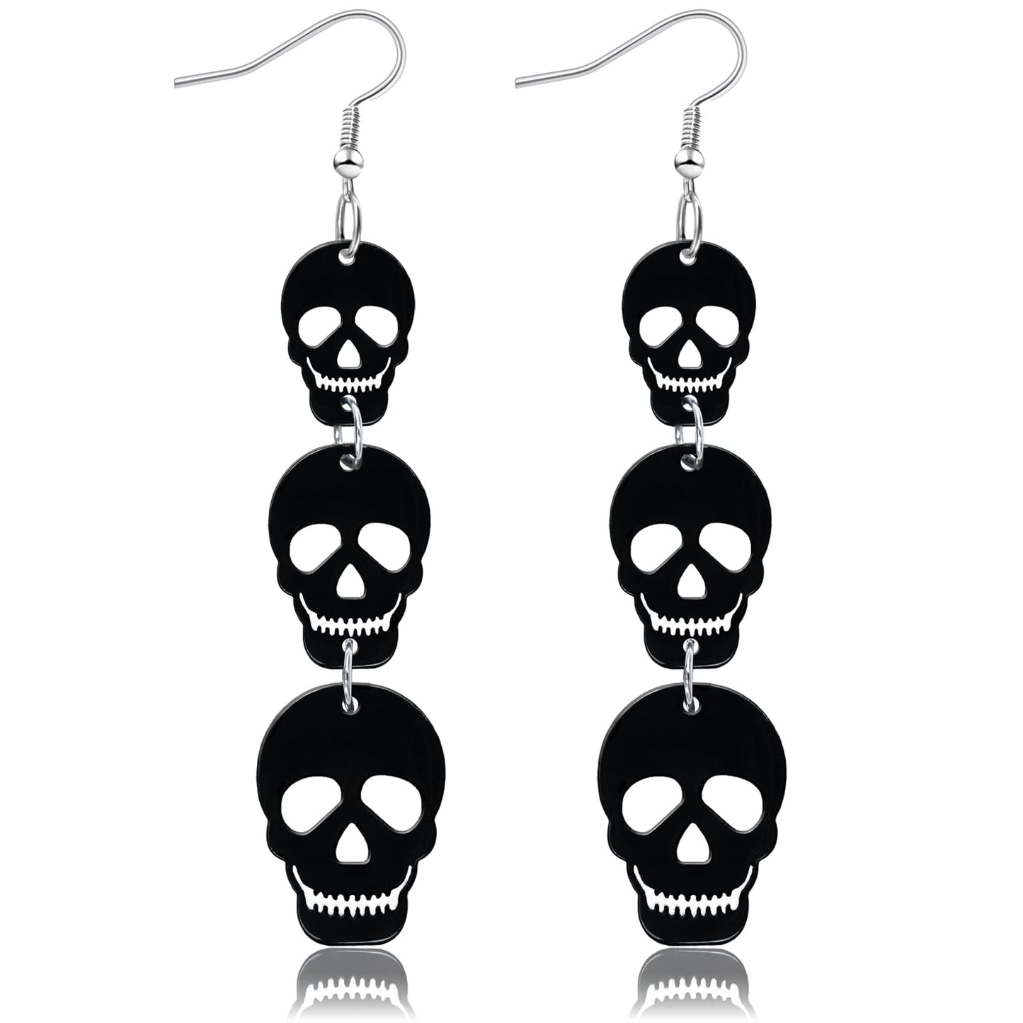 Mintolex Acrylic Halloween Earrings Black Skull Bat Drop Dangle Earrings for Women Fun Cute Spooky Halloween Holiday Costume Jewelry, Skull