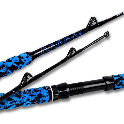 Fiblink Saltwater Offshore Trolling Rod Big Game Rod Conventional Boat Fishing Pole Deep Drop Sea Roller Rod (5’6”, 6’) (Straight Butt, 6' - 80-120lbs)