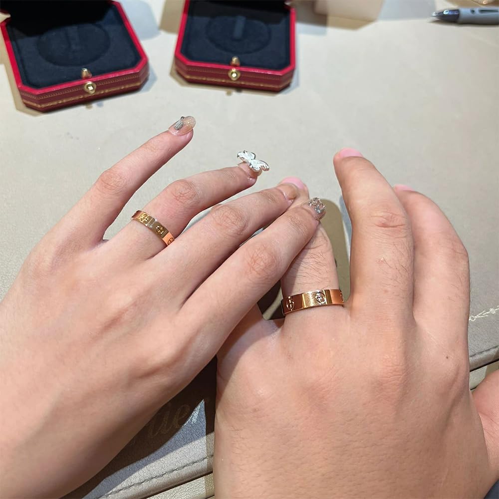 Love Ring For Women Men Girls Boys Kids Titanium Steel 18K Gold Jewelry Unisex Adult Wedding Birthday Present Anniversary Best Gifts S7