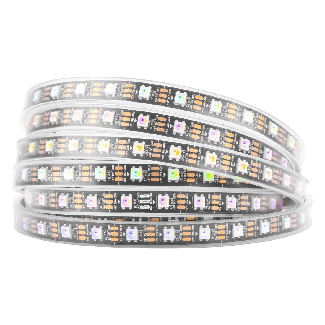 BTF-LIGHTING RGBW RGB+Cool White SK6812 (Similar WS2812B) 4 Colors in 1 LED Strip Individually Addressable 16.4ft 60Pixel/m 300LED Light Dream Color IP67 DC5V Black PCB (No Adapter or Controller)