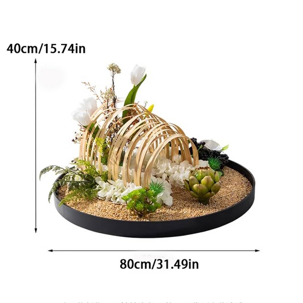 Large Round Table in The Middle of the Turntable Flower Hotel Restaurant Light Luxury Decorations Landscape Fake Plants(Large)
