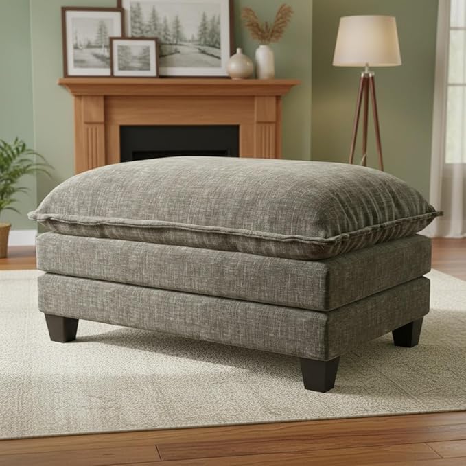 Marsail Ottoman for Modular Sectional Sofa, Modern Comfy Cloud Couch, Chenille Deep Seat Sofa with Double Layer Seat Cushion for Living Room, Bedroom and Apartment, Khaki