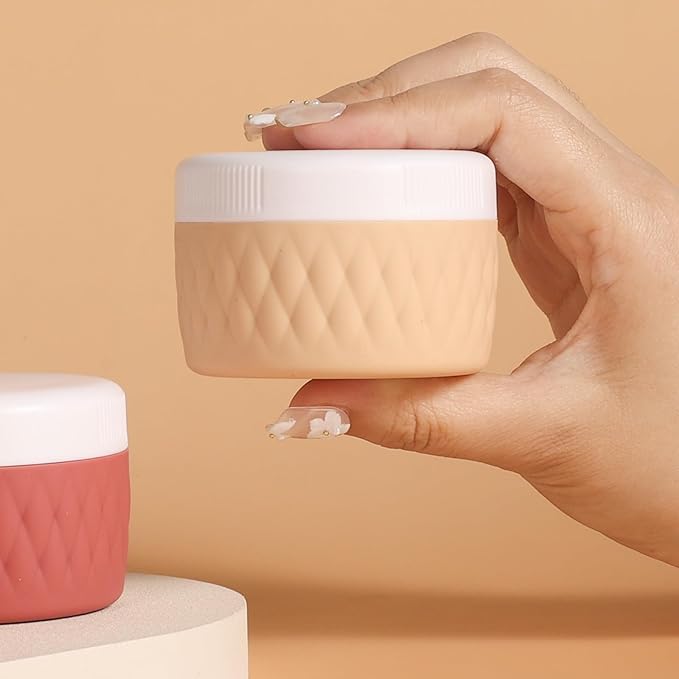 Travel Containers for Toiletries, Silicone Cream Jars BPA-Free, TSA Approved 2oz Travel Size Containers, Leak-proof Silicone Jars with Lid for Cosmetic Face Hand Body Cream (4 Pack)