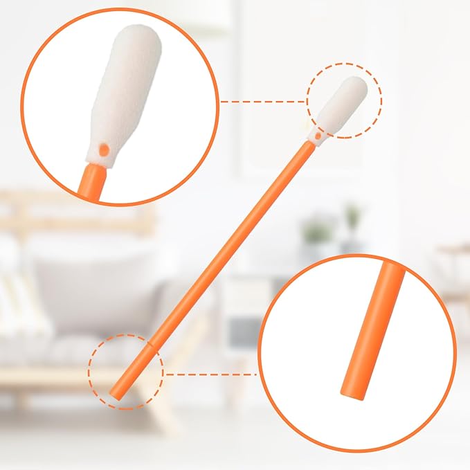 Wellgler's 3.65'' Lint Free Foam Cleaning Swabs,Multi-Purpose Detailing Foam Tip Swabs,Cleaning Swabs for Electronics,Gun,Car Vent .KM722(Orange 100PCS)