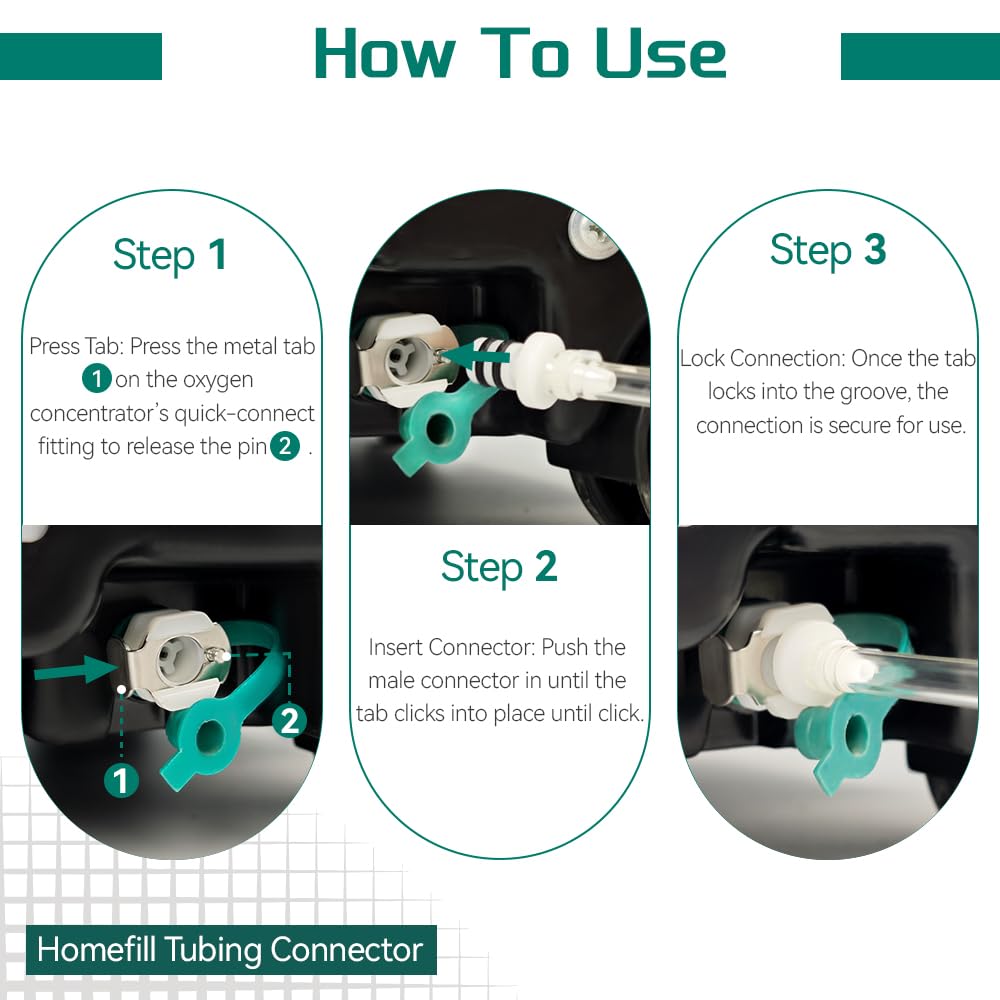 Coiled Homefill Tubing Connector Assembly, Kink-Free, Self-Retracting, Compatible with Oxygen Systems, 12 ft