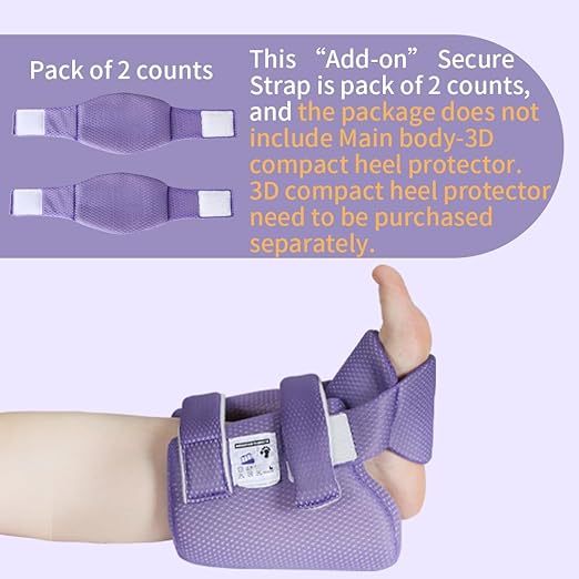 Ehucon Add-on Secure Strap Prevent 3D Heel Protector from Shifting or Falling Off,Relieve Pressure Ulcer Pain-Sold as 2 Count-Purple（NOT INCLUTE 3D Heel Protector）