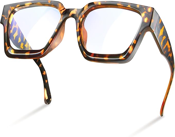 livho Oversized Blue Light Blocking Glasses for Woman and Men - Rectangle Fashion Glasses for Computer, Chic Preppy Frame