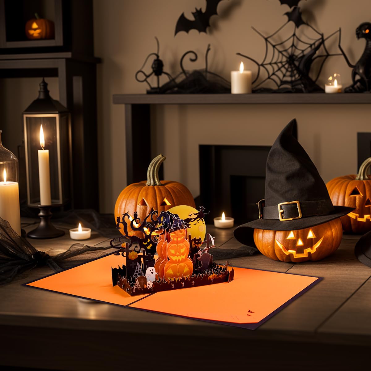 CNLITIHEKA Spook Pumpkin Halloween Cards, Pop Up Halloween Cards, Pumpkin Card, 3D Halloween Greeting Cards for Kids, Family, Friends, Envelope Included.