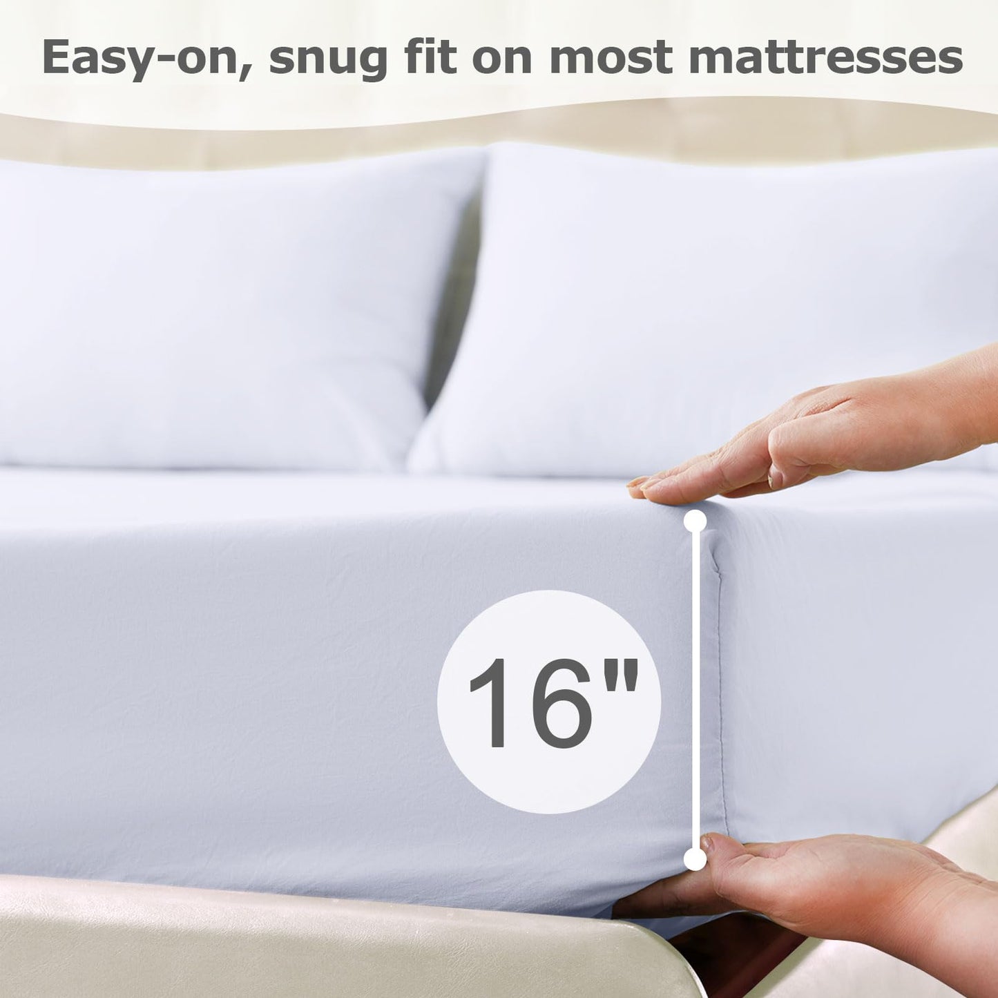 Homilay Twin Size Bed Sheet Set - 3 Piece Soft Microfiber Sheets with Deep Pockets, Cooling Technology, and Wrinkle-Free Pillowcase. Hotel-Quality, Durable Bedding, Brilliant White