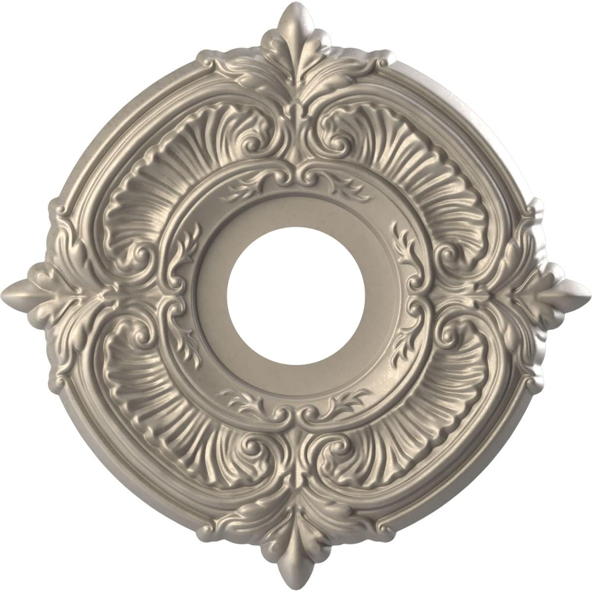 Ekena Millwork Cmp13Atcsv Attica Thermoformed Pvc Ceiling Medallion (Fits Canopies Up To 5), 13Od X 3 1/2Id X 3/4P, Metallic Sil