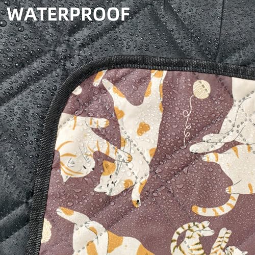 PICYALO Outdoor Picnic Blanket Brown Cat&Dog 60"x80" Sandproof Beach Blanket Waterproof Picnic Blankets Foldable for Camin...