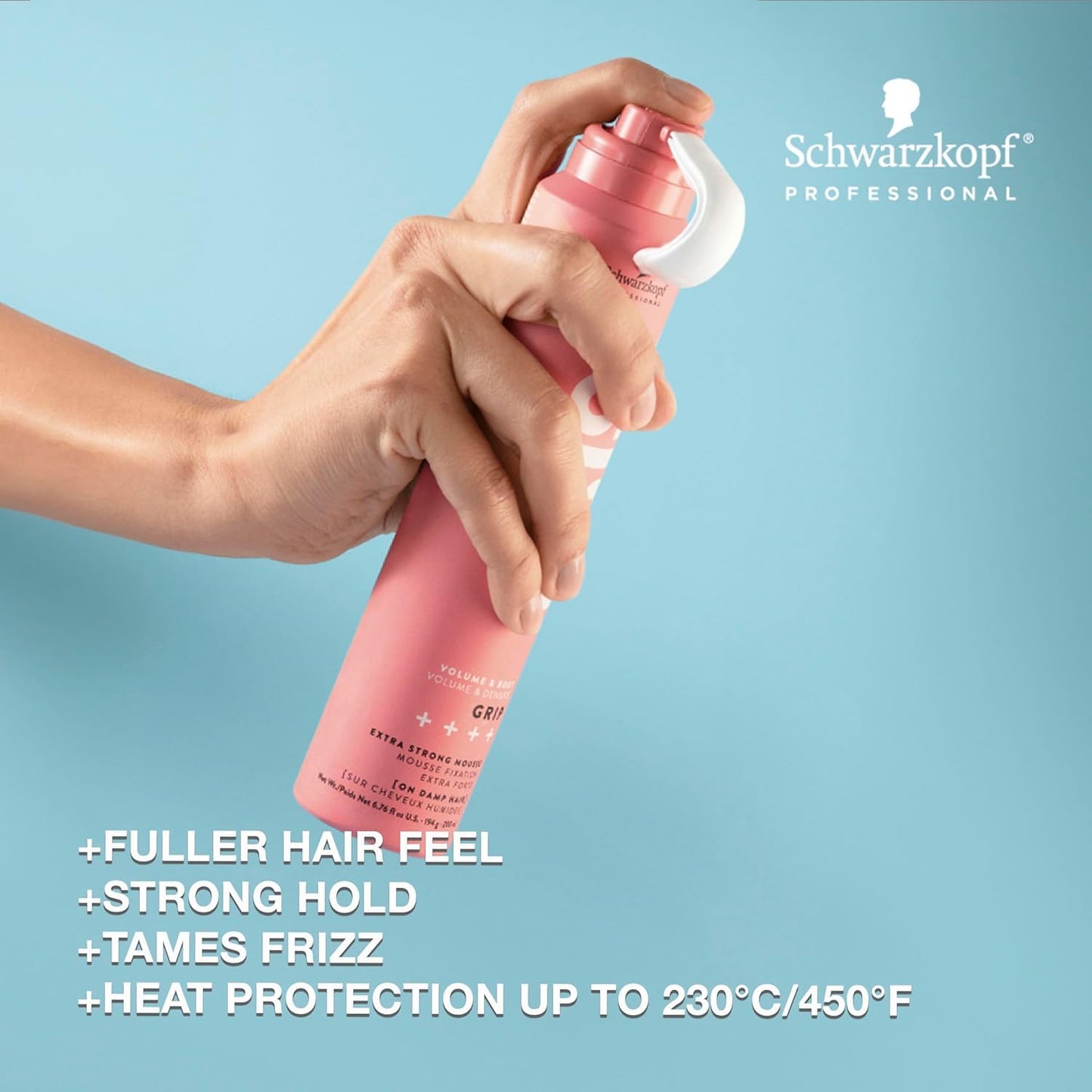 OSiS+ Grip Extreme Hold Mousse - Extra Strong Control and Volume with Lasting Definition and Natural Shine - Volumizing Formula