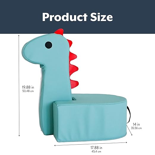 Children's Factory Spike The Dino, Aqua Foam Kids Stool, Toddler Soft Seating Chair for Daycare, Preschool and Home, Lightweight and Easy to Clean, Little Explorers Collection