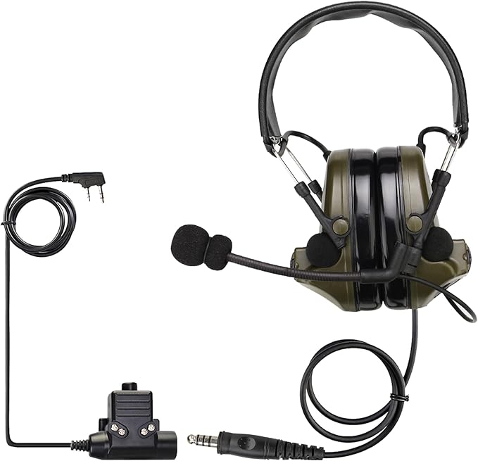 Retevis EHK007 Tactical Headset,Hunting & Shooting Earmuffs with Mic, Sound Amplification, Noise Reduction Walkie Talkie H...