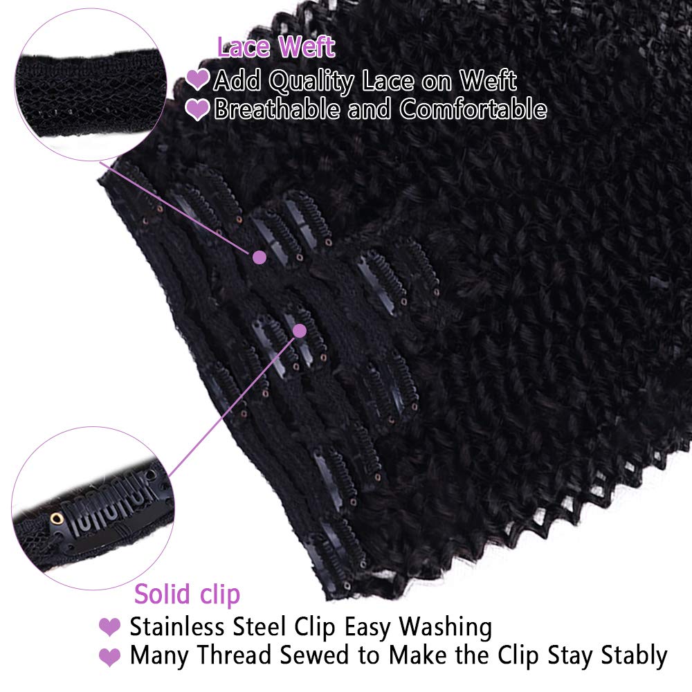 Curly Clip in Hair Extensions For Black Women Brazilian Virgin Human Hair Clip in Extensions for Women 8Pcs Remy Hair with 18Cli
