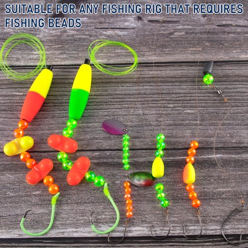 Alwonder 100-Pack Fishing Beads Holographic Beads for Fishing Rigs Lures Salmon Trout Steelhead Fish Bead Saltwater Freshw...
