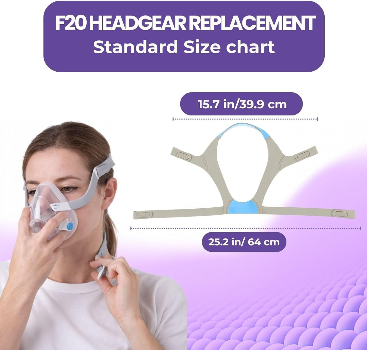 Air-fit F20 Medium Headgear, 5-Pack Replacement Headgear Strap for Air-fit Air-Touch F20, Medium/Standard