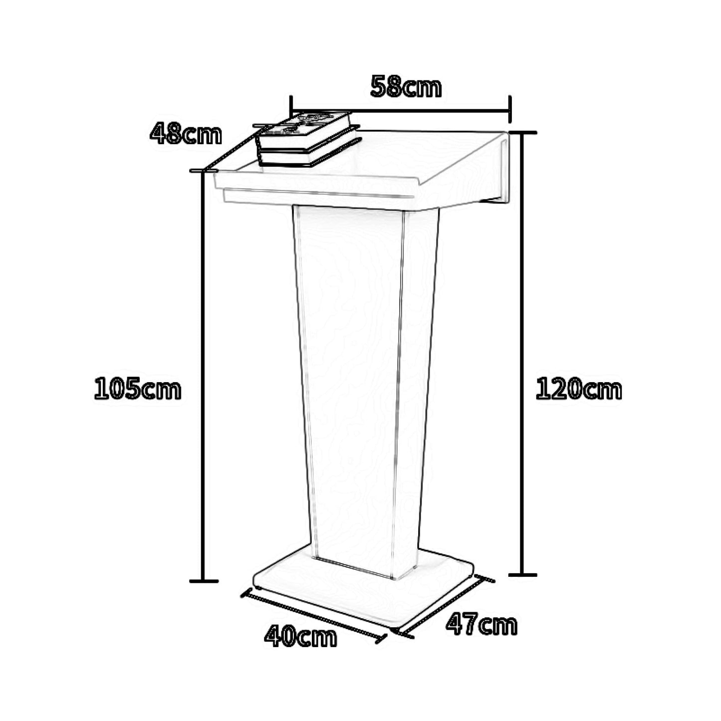 FAiruo Stand Up Lectern Podium,Tilt Design Standing Desk Host Stage Speaking Reading Table, for Classroom Conference and Auditorium/Black/58x48x120cm