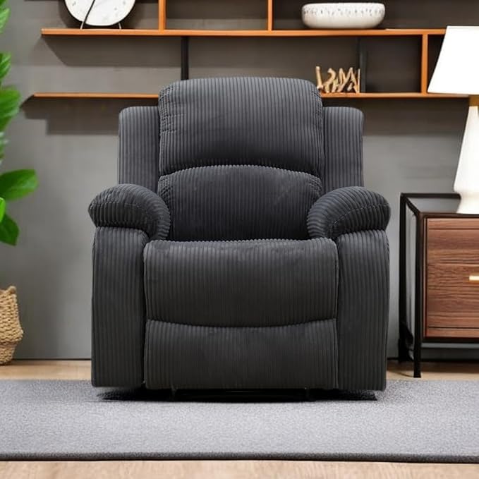 A Ainehome Recliner Sofa Set Loveseat Chair Furniture Sofa Set Living Room Furniture Set Grey Corduroy for Living Room/Small Space/Rv/House/Office/Theater Seating (A-Dark Grey Corduroy, Chair)