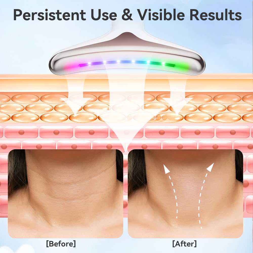 Neck Massager, 7-in-1 Multifunctional Facial Massager, Face Sculpting Tool for Skin Care, At-Home Face Tool with Vibration and T