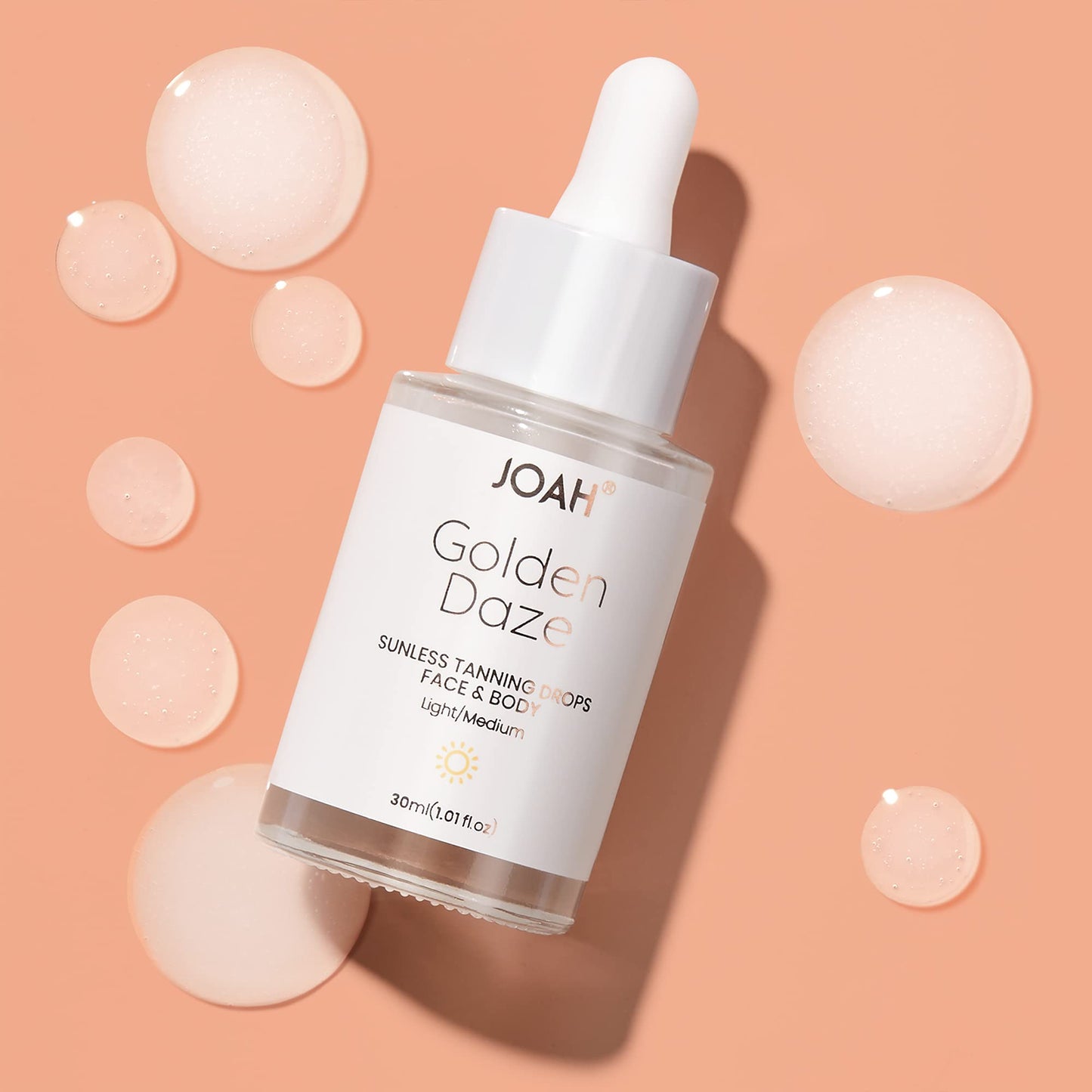 JOAH Self Tanner, Sun & Seoul Golden Daze Sunless Tanning Drops, Moisturizing Self Tanning for Face & Body, Vegan & Cruelty-Free
