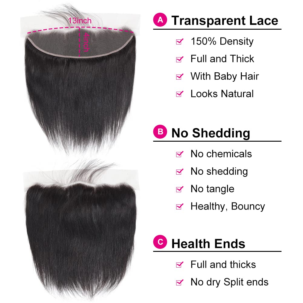 13x4 Ear to Ear Transparent HD Lace Frontal Closure 12A Unprocessed Brazilian Virgin Human Hair Frontal 22 Inch Silky Straight F