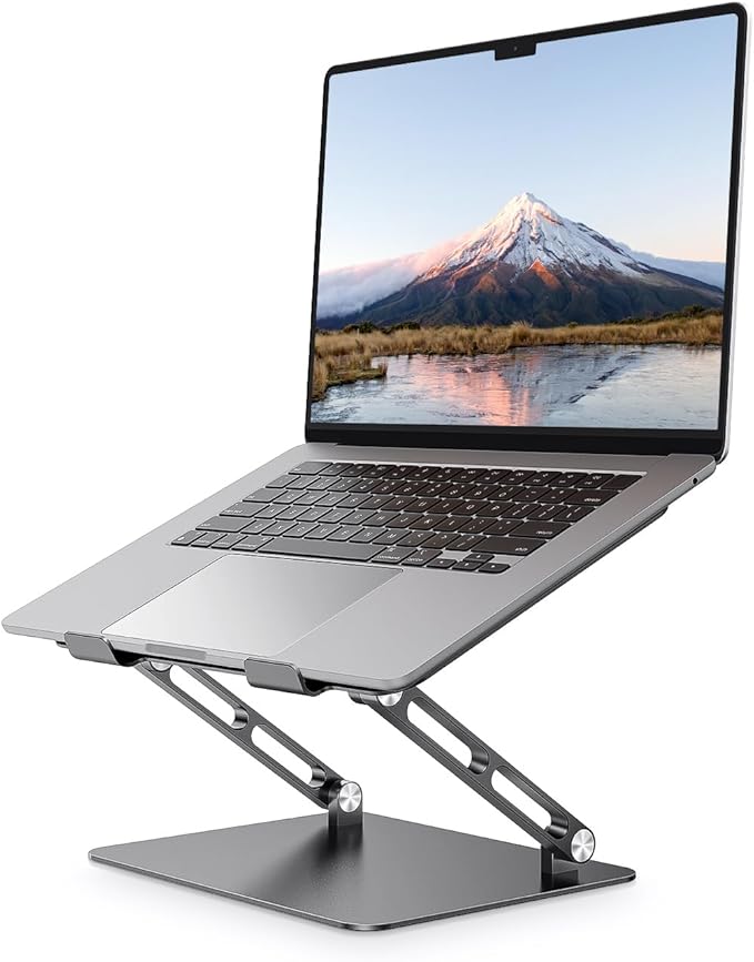 JOIOT Adjustable Laptop Stand Ergonomic Computer Riser Aluminum Laptop Stand for Desk Portable Notebook Stand Laptop Riser Holder Compatible with 10-17.3’’ Laptops Tablets,Black