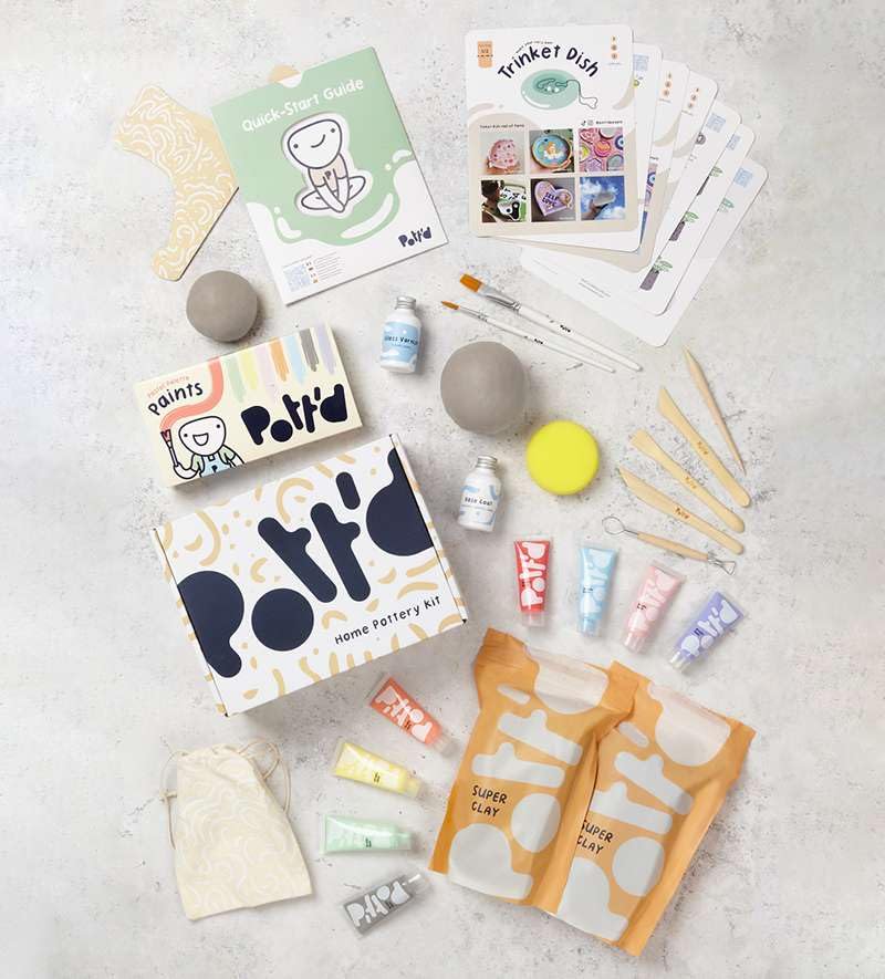 Pott'd Air Dry Clay for Adults. Beginners Home Pottery Kit for Adults. DIY Craft Kit for Adults. Kit Includes: Air-Dry Cla...