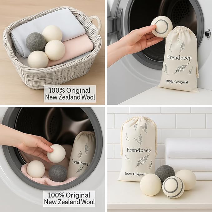 Wool Dryer Balls (6-Pack) – 100% New Zealand Wool | Cuts Drying Time Up to 30% | Natural Fabric Softener | Reusable for 1,000+ Loads | Chemical-Free Laundry Care