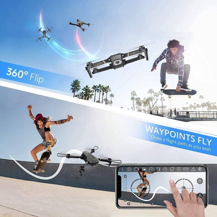 4DRC V4 Drone with Camera 1080P FPV Foldable Mini Drone for beginners adults, Gravity Control, Auto-Follow, Trajectory Flight,One Key Take Off, 2 Batteries, Drones for Kids
