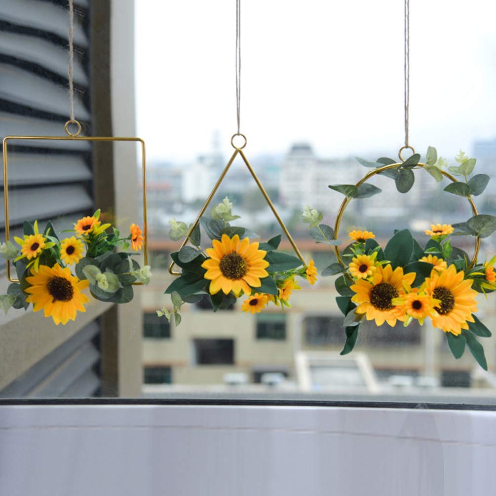1PC Sunflower Garland Wreath Decor, Wedding Decoration Pendant, Wreath Artificial Wreaths fo Wedding, Festival Wreath Wall Hanging Decoration